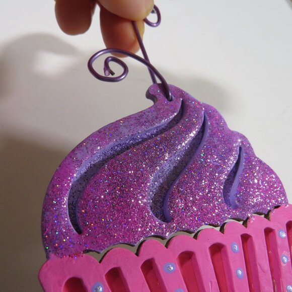 Ombre Purple Cupcake Laser Cut Wooden Ornament Hangs - Picture 2 of 4